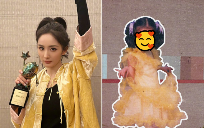 杨幂公开幼时照。（图／微博@杨幂）