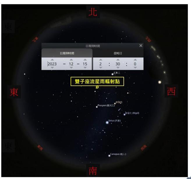 2023雙子座流星雨(中央氣象署提供／簡立欣台北傳真)