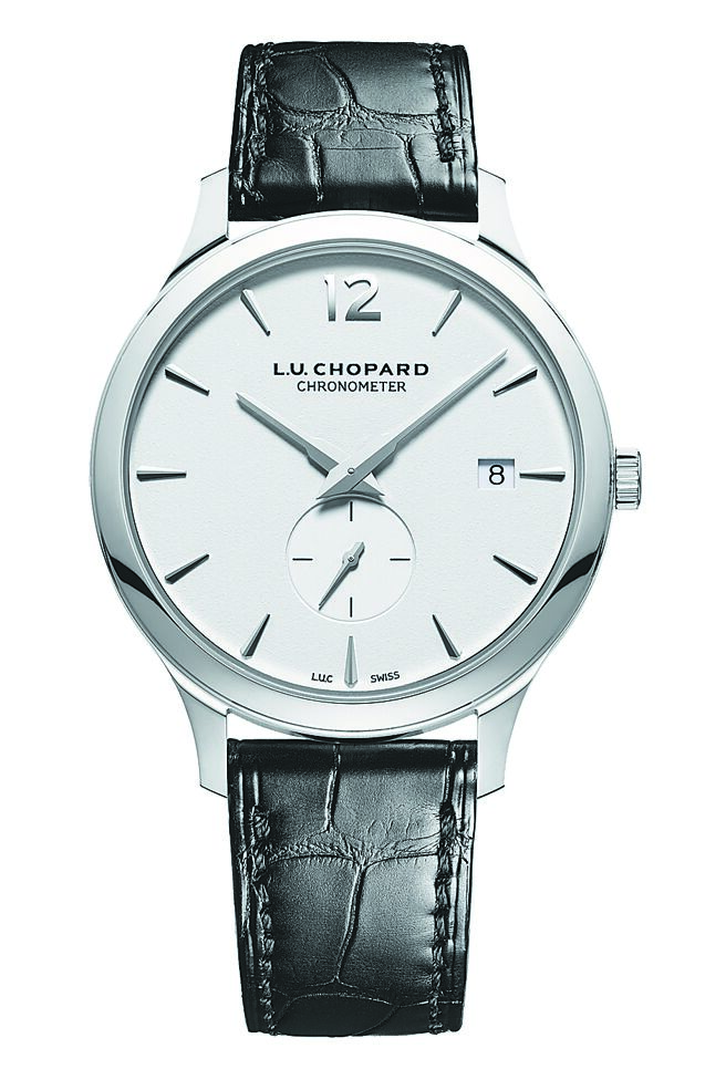 查爾斯梅爾頓戴這款蕭邦L.U.C XPS腕表。（蕭邦提供）