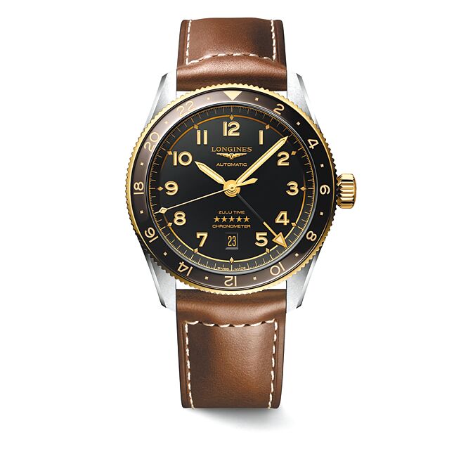 浪琴表先行者Spirit系列Zulu Time不鏽鋼與18K金腕表，39mm，14萬2100元。（Longines提供）