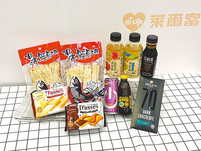 萊爾富12日前精選近50項暢銷零嘴、飲料等，最低4.9折起。（萊爾富提供）