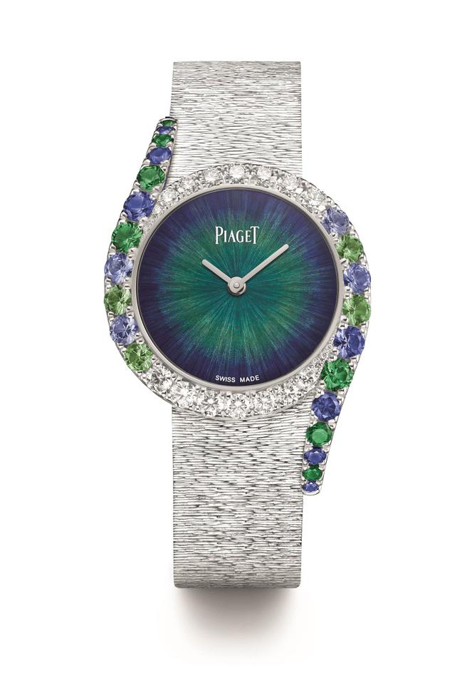 伯爵Limelight Gala系列18K白金彩色宝石50周年纪念款珠宝表。（PIAGET提供）