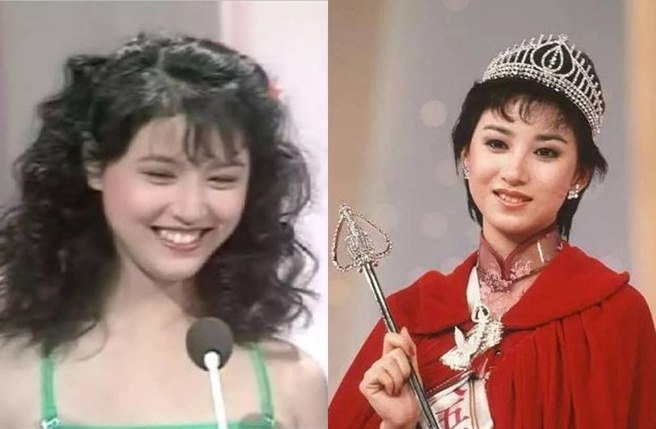 周海媚19歲參選港姐，當年冠軍由謝寧（右圖）奪得。（圖／翻攝自東網）