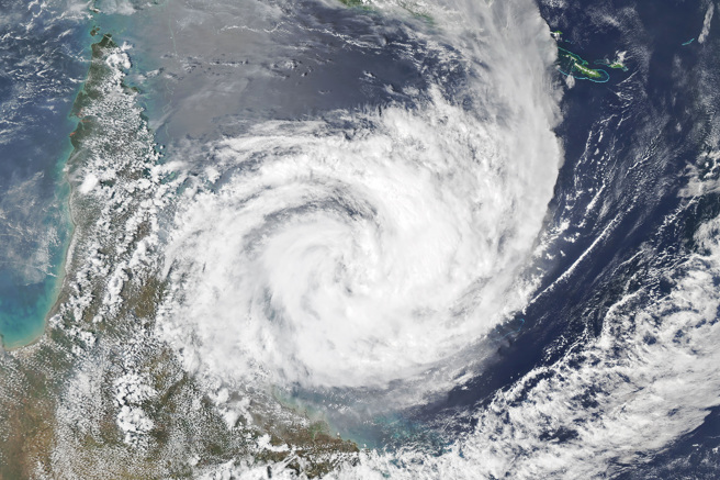 侵袭澳洲北部昆士兰省的热带风暴贾斯伯。(图/NASA)