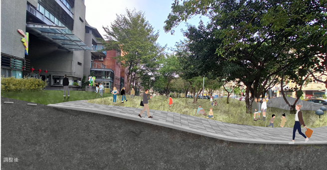 建功绿带暨周边环境改善工程改善后示意图。(图/新竹市政府提供)