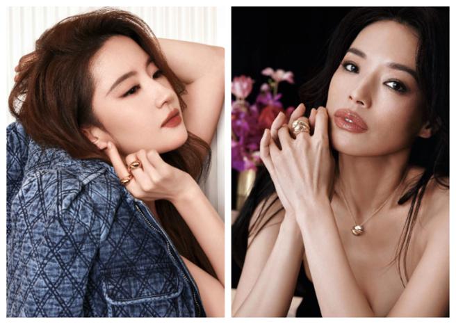 舒淇(右）與劉亦菲比美，詮釋寶格麗全新Cabochon珠寶 。（bvlgari提供）