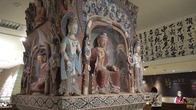 敦煌研究院3D打磨的「中心柱窟」实体。（赖君欣摄）