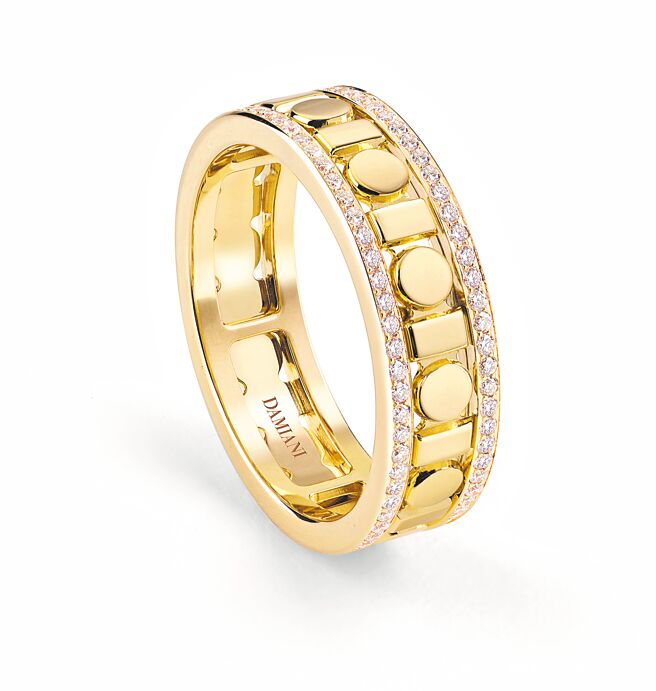 DAMIANI Belle Epoque Reel 18K黃金鑲鑽戒指，12萬2800元。（DAMIANI提供）