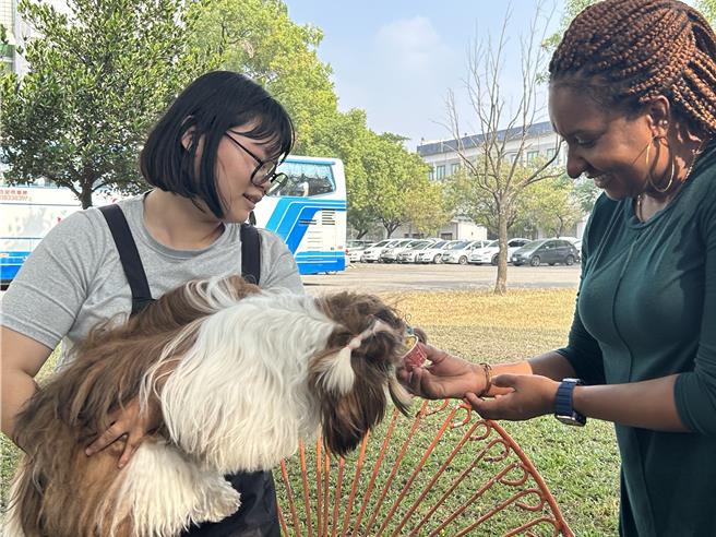 從業12年的獸醫Jenee從加勒比海的聖文森遠渡太平洋到台灣攻讀屏東大仁科大寵物美容系，她對於可以製做人狗共食的甜點，感到不可思議。（謝佳潾攝）