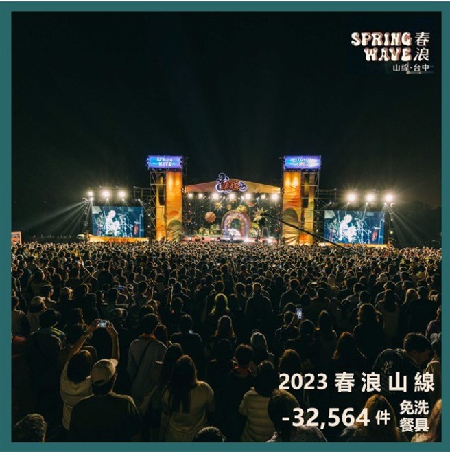 2023春浪音樂祭，為期2天的音樂節，共減量3萬2564件的一次性餐具。（圖片來源/青瓢ChingPiao提供）