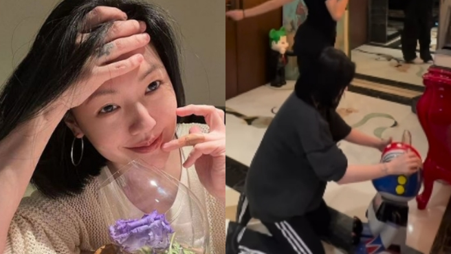 小S踢倒老公收藏公仔，求饶模样流出逗乐全网。（图／翻摄自IG @elephantdee）