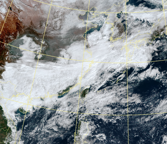 大陸冷高壓南下，今天白天就會由北到南陸續降溫，到周五只剩7度。(翻攝自氣象署)