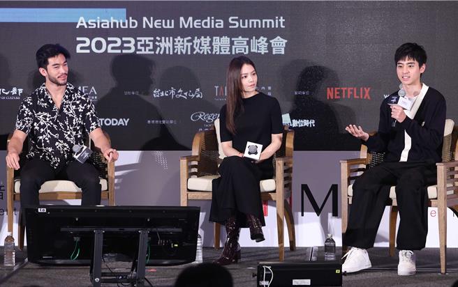 Justin（左起）、宋芸樺、劉敬分享跨國合製經驗。（陳俊吉攝）
