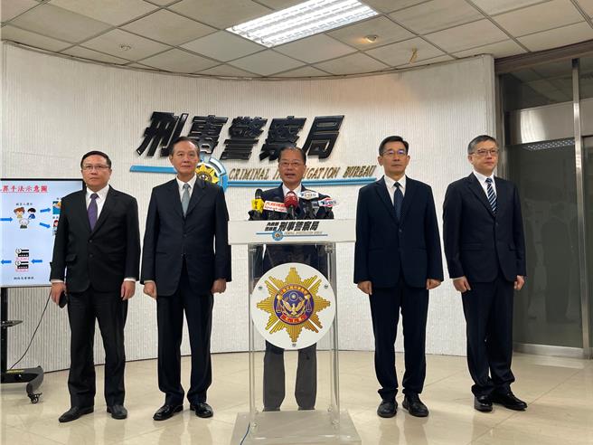警政署长黄明昭20日主持四合一专案记者会。（翻摄照片／林郁平台北传真）
