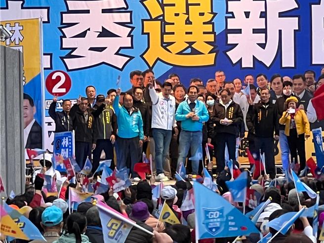 林国春今举行新埔竞选总部成立大会。（王扬杰摄）