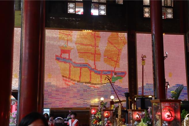 正统鹿耳门圣母庙AI晶片打造8万盏财利灯、光明灯墙，20日举办点灯启用仪式。（庙方提供／曹婷婷台南传真）