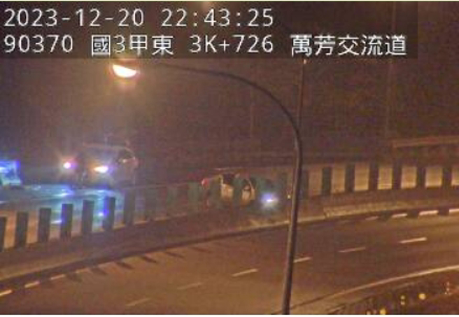 国道三甲发生疑似打滑失控轿车自撞事故。（翻摄国道1968）