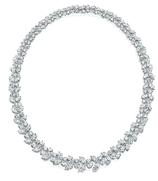 丽晶精品海瑞温斯顿Winston Cluster系列Wreath钻石项炼，价格店洽。（丽晶精品提供）