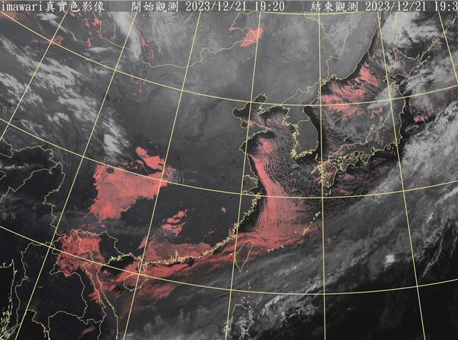 中央气象署已针对多个县市发布低温橙色灯号，金门地区今晚深夜室外的体感温度只有-2度，呼吁大家尽早回家避寒。(图／撷取自中央气象署)