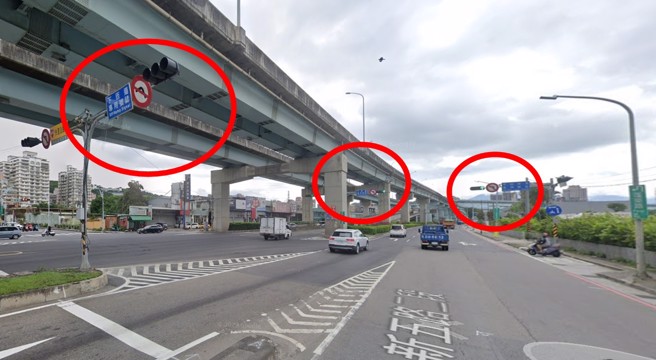 该路口有明显禁止左转的标志，违规的休旅车居然违规酿成严重车祸。（翻摄google地图）