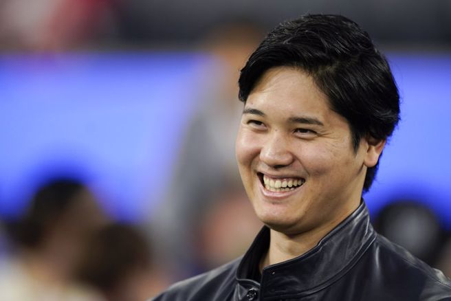 道奇球星大谷翔平前往NFL看比赛。（美联社资料照）