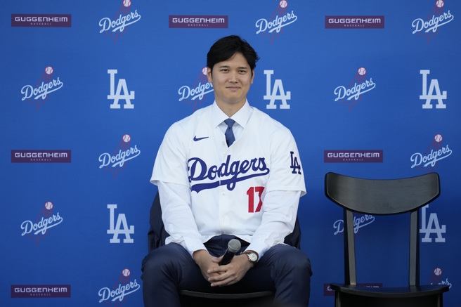 大谷翔平身穿道奇17号球衣。（美联社资料照）