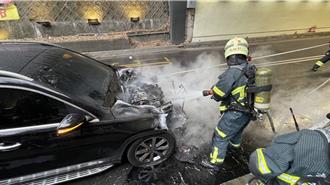 百万休旅车自燃  自强隧道前回堵幸无人受伤