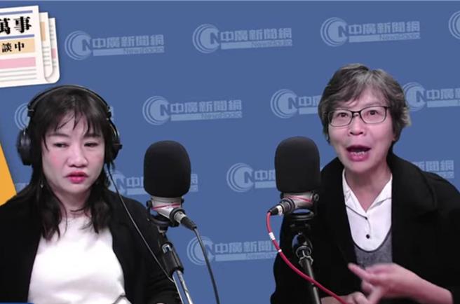 台中市一选区立委候选人蔡壁如（右）25日上午参加广播节目时表示，目前看不出来会有弃保效应。（翻摄自中广《千秋万事》／陈淑娥台中传真）