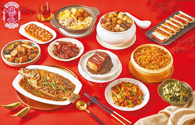 SOGO忠孝馆、復兴馆、天母店亿长御坊龙凤呈祥年菜套餐5～6人，特价3998元。（SOGO提供）