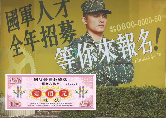 奖励诱人！国防部推这项「募兵神器」，今年成功募得逾1.8万新血。(合併图，本报系资料照/国防部福利事业管理处官网)