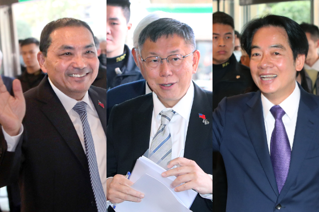 2024總統大選進入白熱化，左起為候選人侯友宜、柯文哲、賴清德。（合成圖/中時資料照）