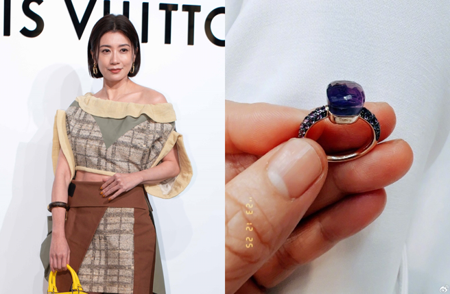 贾静雯爆料圣诞节当天收到新戒指。（图／中时资料照片；翻摄自贾静雯微博）