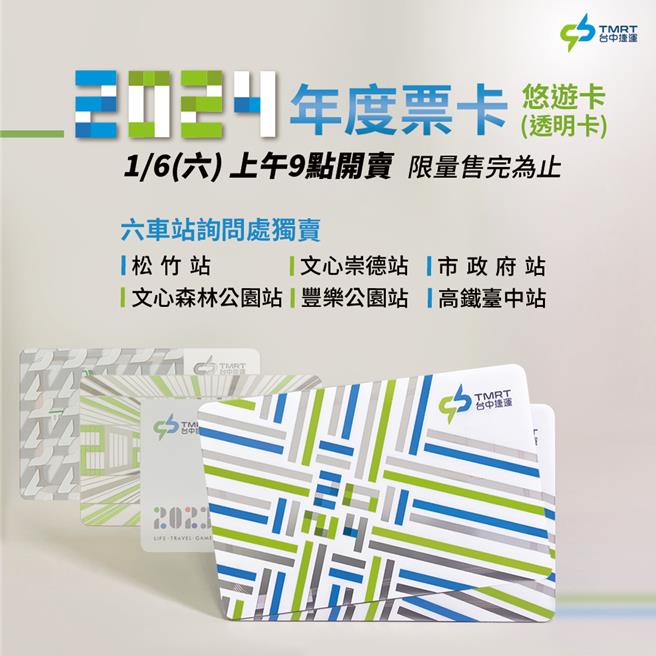 台中明年度票卡1月6日上午9點起於松竹、文心崇德、市政府、文心森林公園、豐樂公園、高鐵台中站6車站開賣。（中捷公司提供／張亦惠台中傳真）