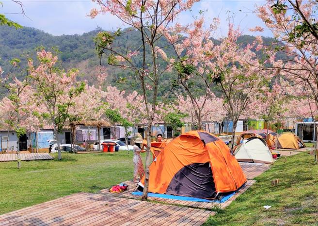 高市觀光局積極輔導露營業者合法化，圖為六龜山林花語的遠山望月露營場。（柯宗緯翻攝）