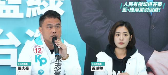 民眾黨今開「中國幫侯友宜做假民調，賴清德卡台大校長五百多天」記者會，質疑賴清德在辯論迴避廢除台獨黨綱、中華民國憲法，應說明清楚，否則就是在騙票。（翻攝自民眾黨直播）