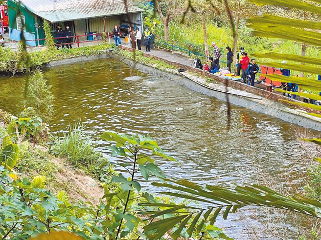 苗栗縣卓蘭鎮壢西坪一家休閒農場釣魚池，30日中午驚傳父子溺斃意外。（謝明俊攝）