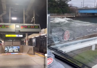 日7.6強震瞬間！月台告示板「被甩到斷電」  乘客車廂內尖叫