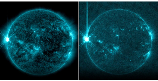 今清晨发生太阳闪焰。（图／翻摄自郑明典脸书）