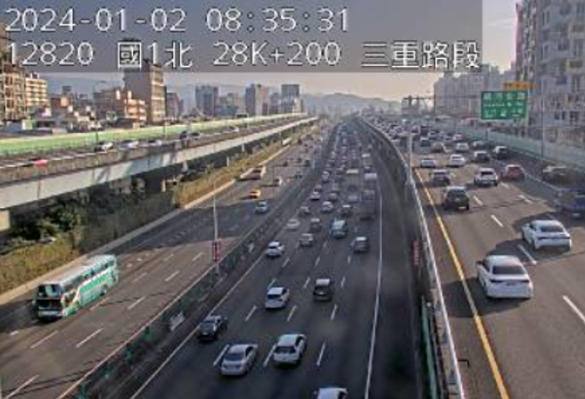 上班族快改道！國1北上三重段「2車追撞」，紫爆回堵3K。(翻攝高速公路1968)