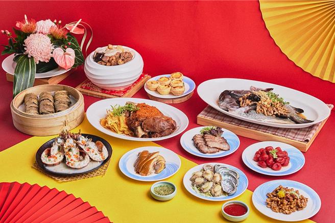 「青雅」中餐厅2024年菜外带飨宴，6人份售价12，800元，早鸟优惠7折8960元。（图／台北新板希尔顿酒店）