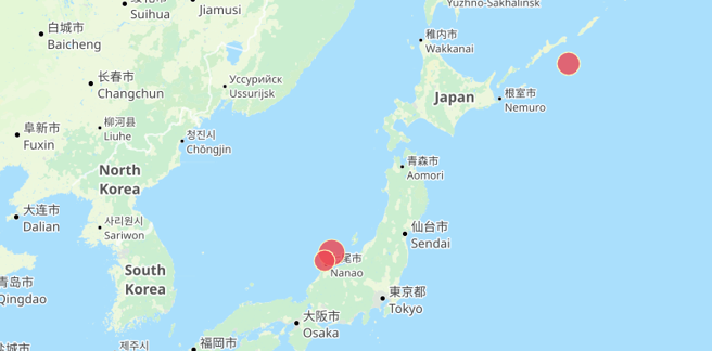 日本去年12月28日先发生6.5地震，接着元旦发生7.6地震。(翻摄自中央气象署)