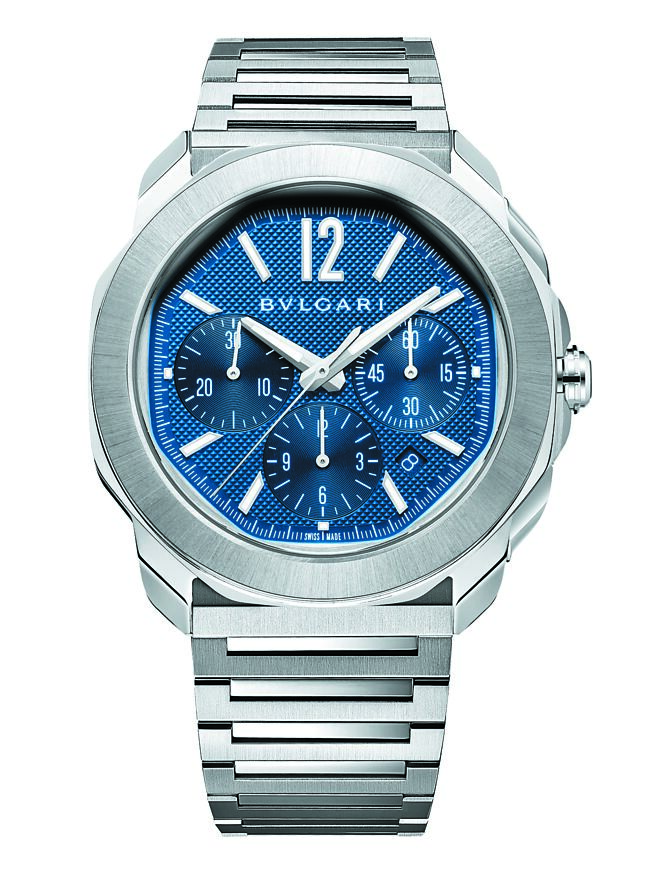 寶格麗OCTO ROMA CHRONOGRAPH計時腕表，價格店洽。（寶格麗提供）