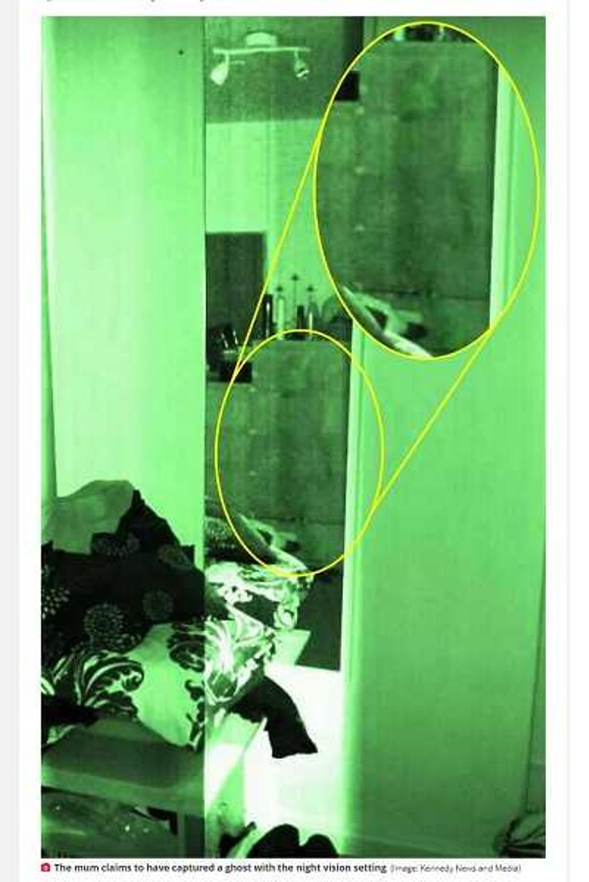 梅兰妮经常感觉第3间卧室有一双眼睛在盯着她，后来也真的从一面镜中发现其鬼影。（图／翻摄自每日星报）