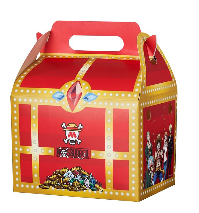 摩斯漢堡「黃金點心盒」的外觀以聯名限定寶藏盒作設計，以創意的豐收理念傳遞好兆頭。（摩斯漢堡提供／朱世凱台北傳真）
