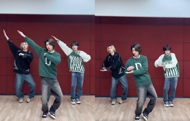 Xdinary Heroes的3名帅气成员跳〈科目三〉画面流出，大陆网友反应很两极。（图／摘自微博）