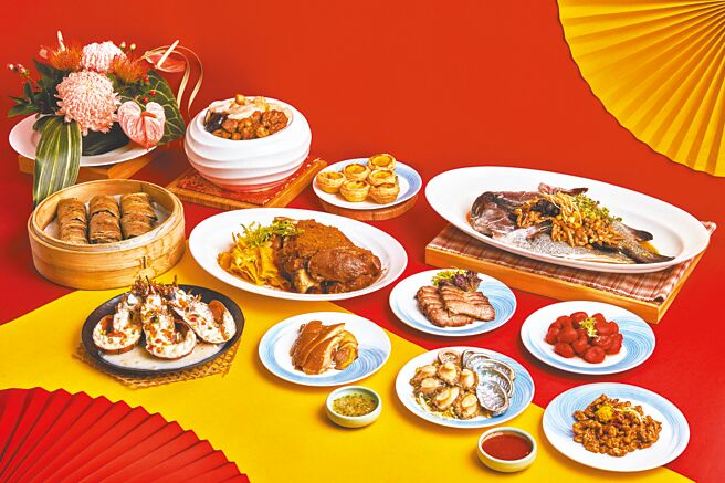 新板希爾頓2024年菜外帶饗宴，6人份售價1萬2800元，早鳥優惠7折8960元。（台北新板希爾頓酒店提供）