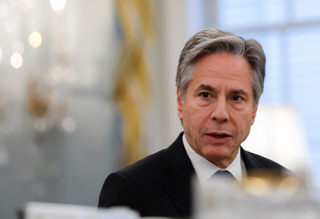 2023年12月7日，美国国务卿布林肯于 美国华盛顿国务院会见人权领导人资料照。（路透社）