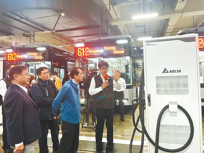 台北市松德大樓3日啟用全國首座室內電動公車充電站，配置AI智慧影像辨識系統，一旦有微小煙霧出現，可於1至5秒內自動啟動消防警報、通報119。（劉彥宜攝）