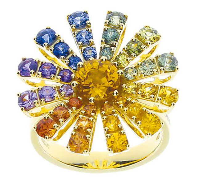 DAMIANI大師系列Rainbow彩虹戒指，25萬2500元。（DAMIANI提供）