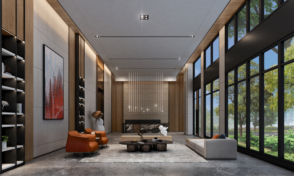 挑高6米氣派雲品大廳，回家就像住飯店。(圖/業者提供)